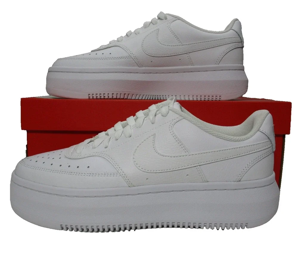 Nike Court Vision Alta LTR Womens Sz 11 White Platform Sneakers Shoes